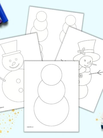 a preview of four pages of printable snowman template