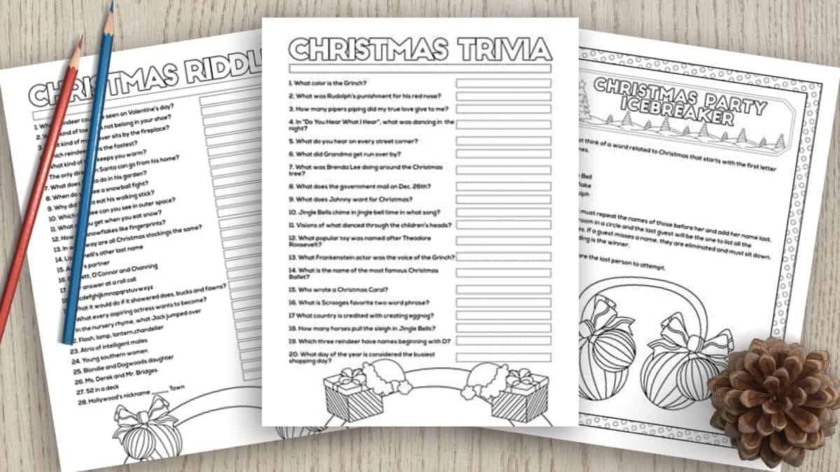 Free Printable Christmas Games for Parties and Families - The Artisan Life