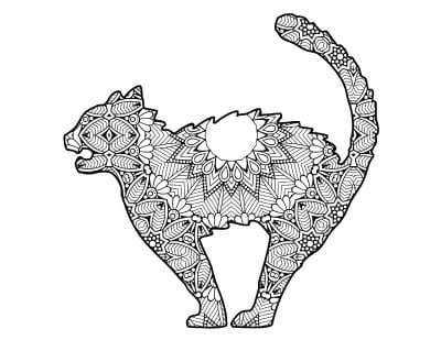 halloween cat coloring page