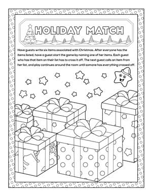 holiday match printable christmas party game