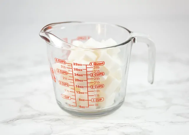 melt and pour soap base in pyrex cup