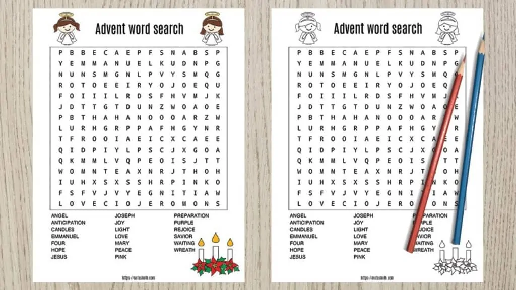 free printable word searches for Advent