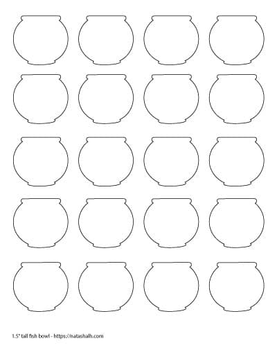 20 small fish bowl shapes on a page