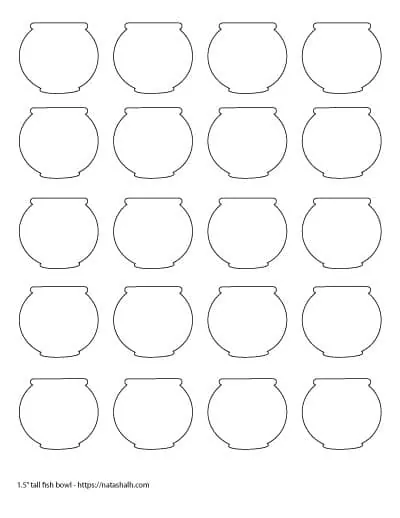 20 small fish bowl shapes on a page