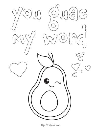 you guac my word Valentine coloring page