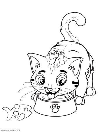 91 Collection Coloring Pages Of Cat With Food  Latest HD