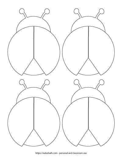 four printable ladybug outlines without spots