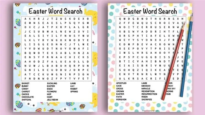 hard easter word search