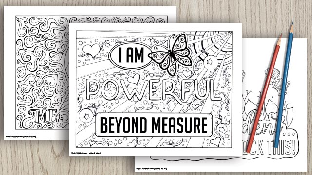 Motivational coloring book images in a free printable coloring book available for Artisan Life subscribers 