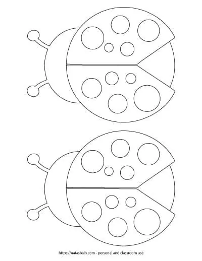 Two medium ladybug template printables - with spots