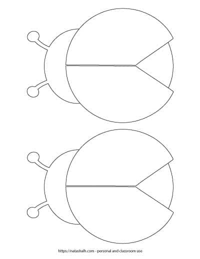Two printable templates of ladybugs without spots