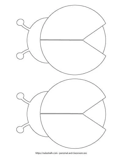 Two printable templates of ladybugs without spots