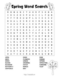 Free Spring Word Search Printable (cute color & ink-saving black and ...