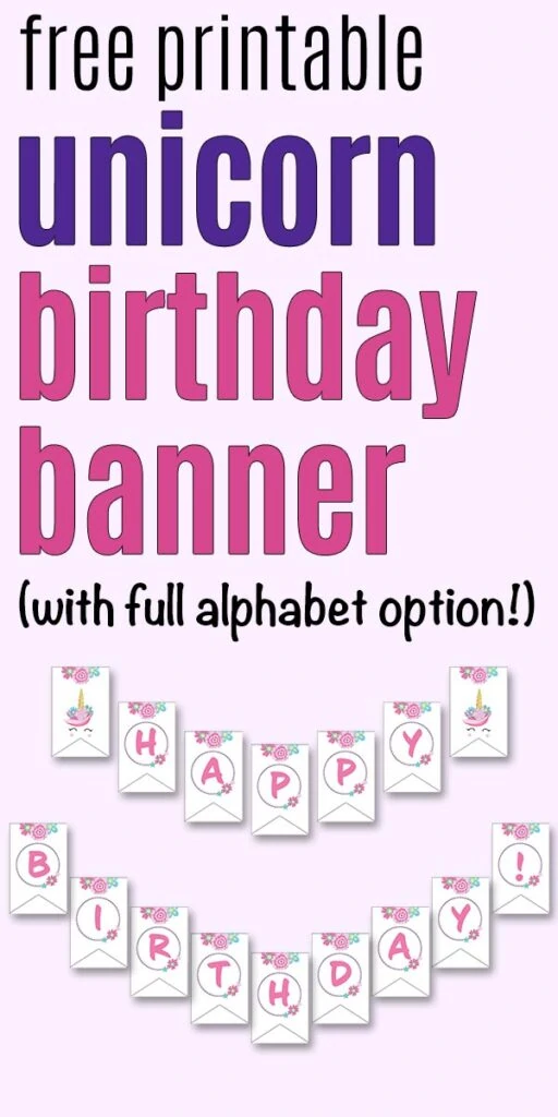 free happy birthday unicorn banner printable the artisan life