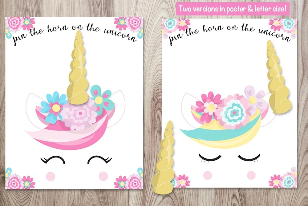 free printable pin the horn on the unicorn poster and letter sizes the artisan life