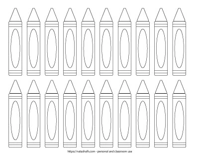 20 black and white crayons to color - free printable crayon template
