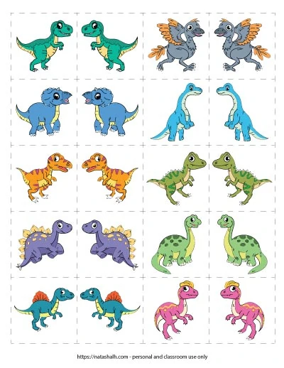 Free Printable Dinosaur Flashcards and Memory Game for Kids