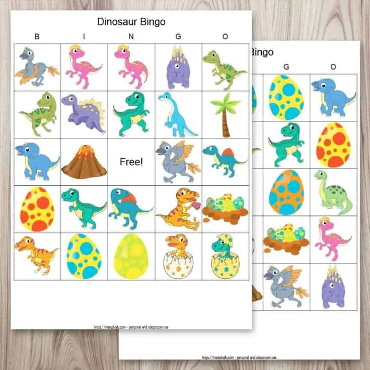 Free Printable Dinosaur Flashcards and Memory Game for Kids