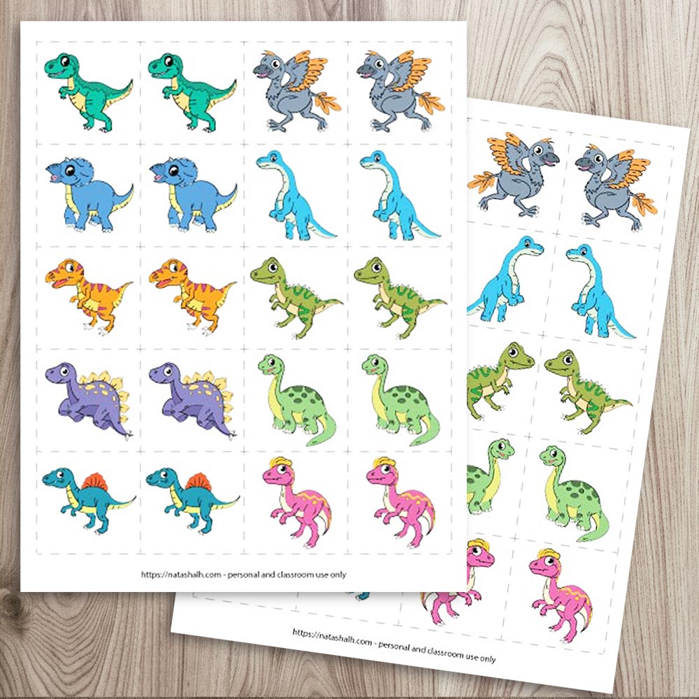 Free Printable Dinosaur Flashcards and Memory Game for Kids