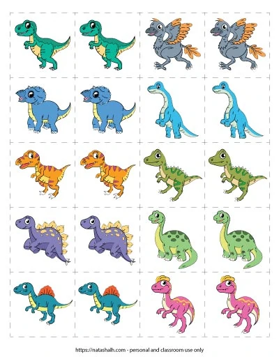 Dinosaur - Memory game free printables - Creative Kitchen