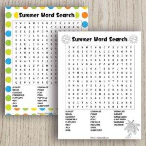 Free Printable Summer Word Search - The Artisan Life