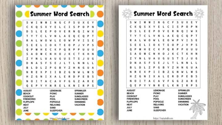 Free Printable Summer Word Search - The Artisan Life