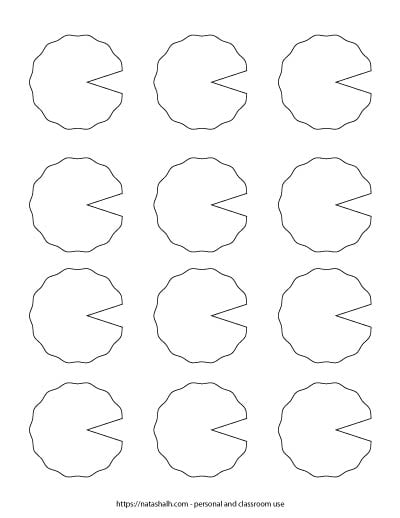 12 small lily pad patterns with a wavy edge 
