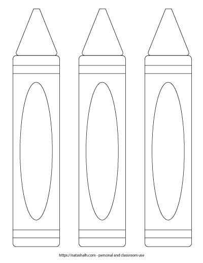 three large printable crayon templates with blank labels