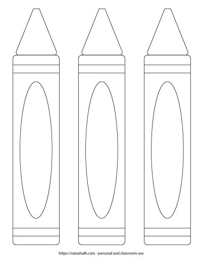 three large printable crayon templates with blank labels