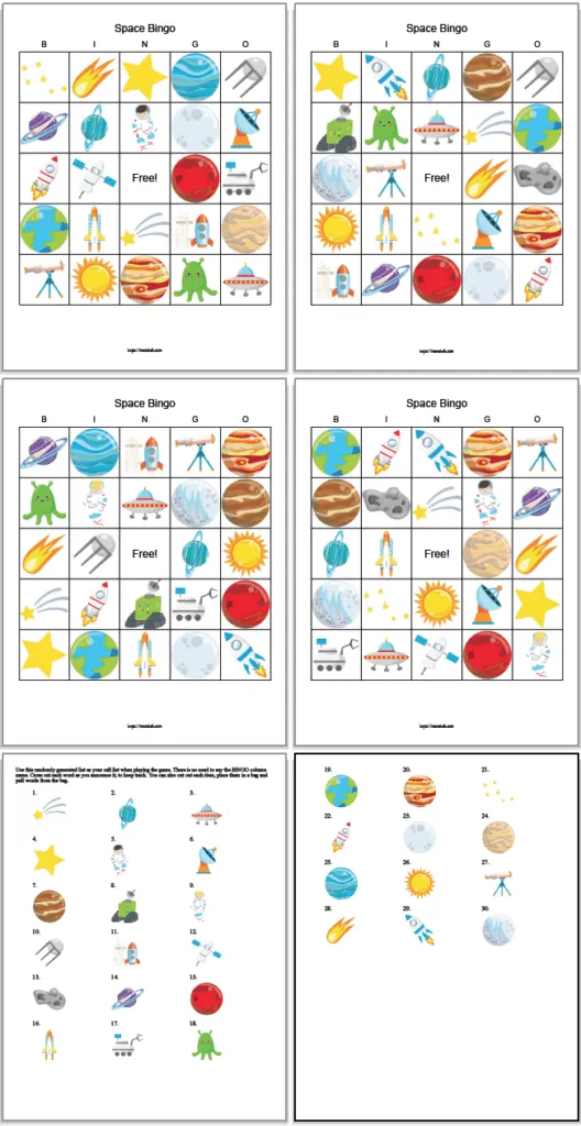 Outer Space Bingo Free Printable Outer Space Game For vrogue.co