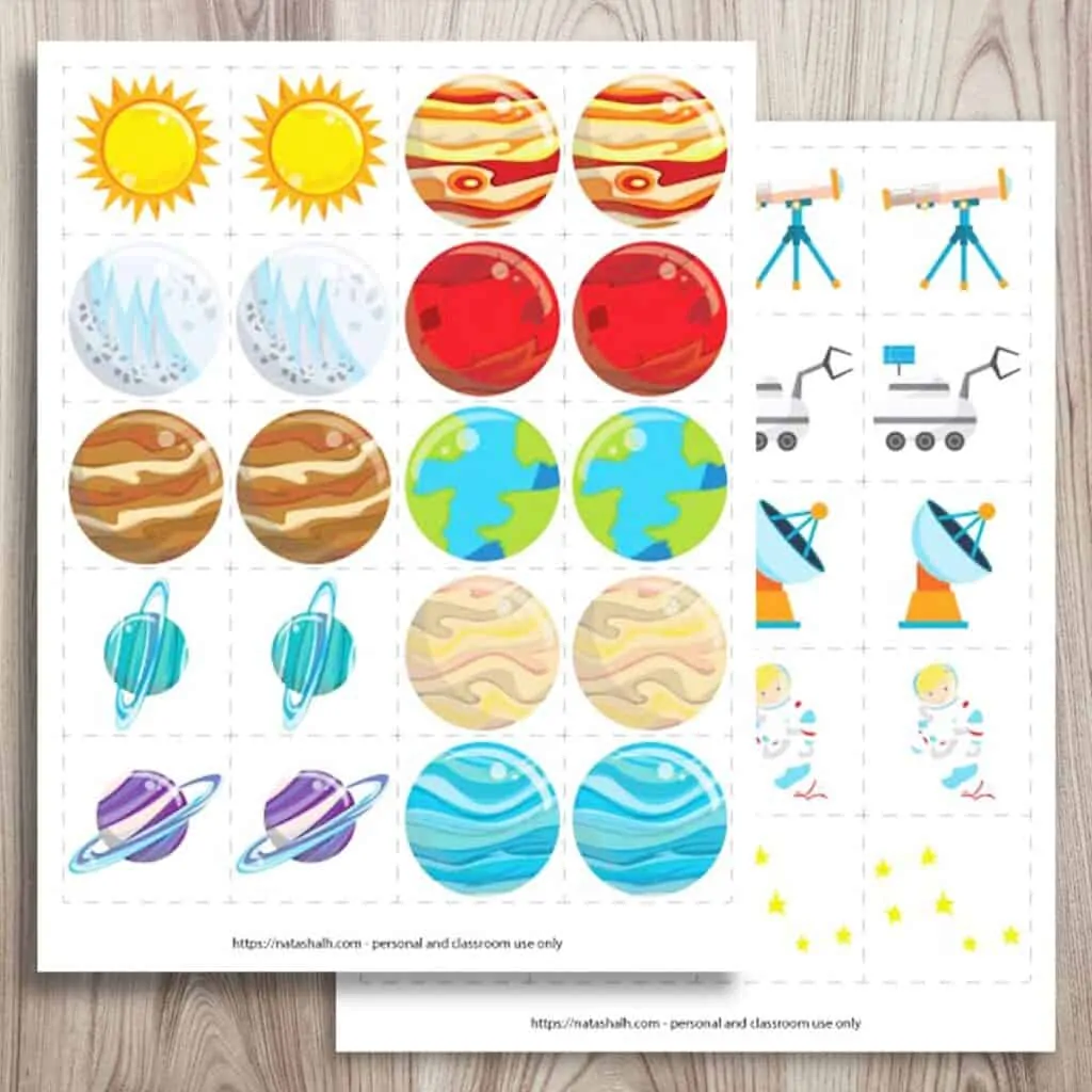 free printable space matching game solar system matching cards the artisan life