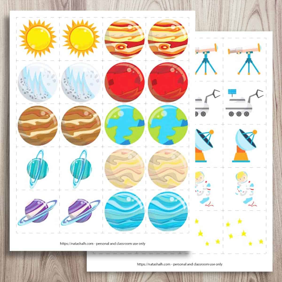 Free Printable Space Matching Game & Solar System Matching Cards The