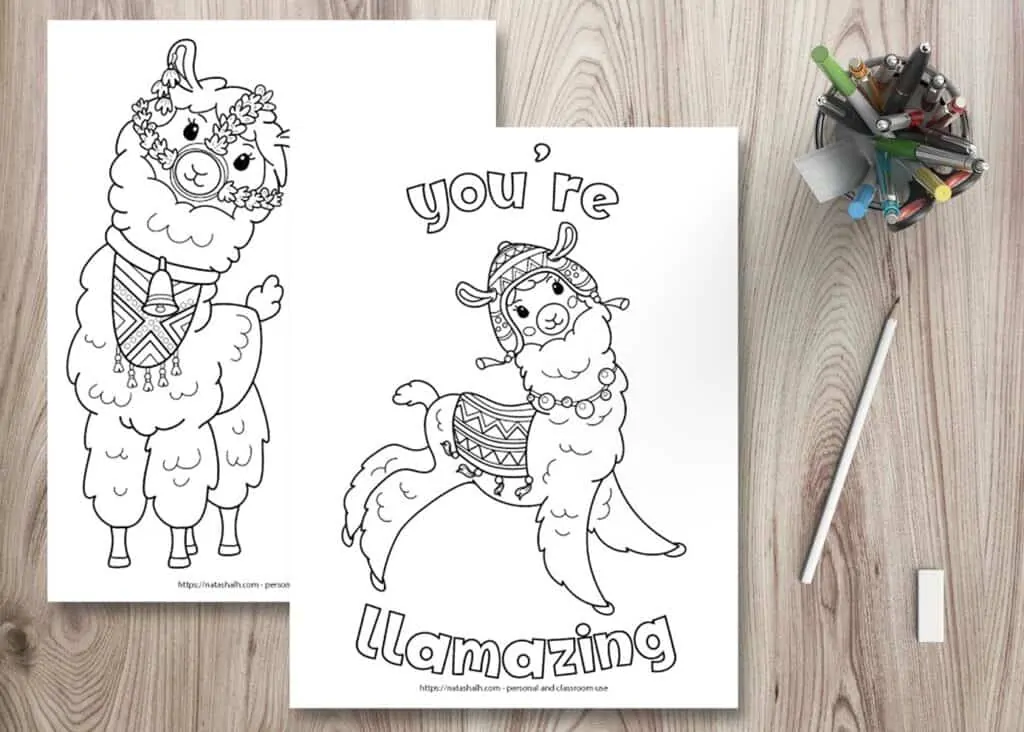 ridiculously cute llama coloring pages for kids teens the artisan life