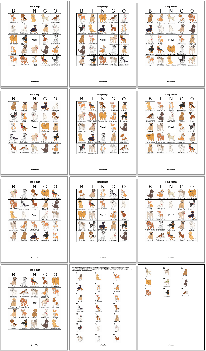 Free Printable Dog Bingo (for your dog-loving child) - The Artisan Life