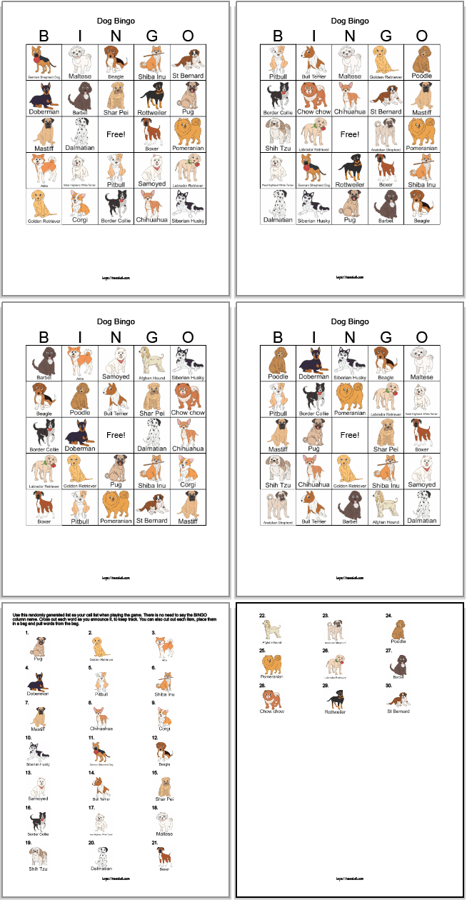 Free Printable Dog Bingo (for your dog-loving child) - The Artisan Life