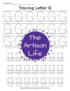 Free Printable Letter G Tracing Worksheets - The Artisan Life