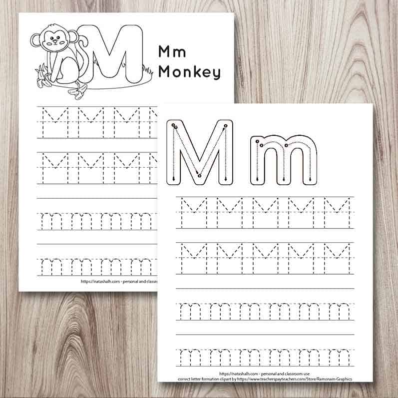 free printable letter m tracing worksheet m is for monkey the artisan life