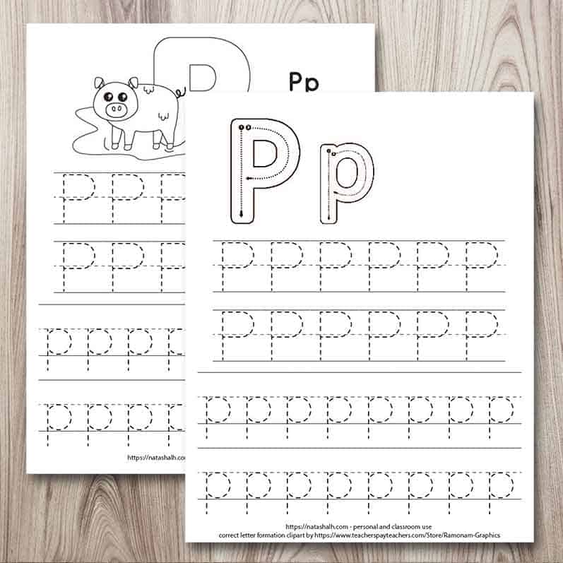 Free Printable Letter P Tracing Worksheet (P is for Pig) - The Artisan Life