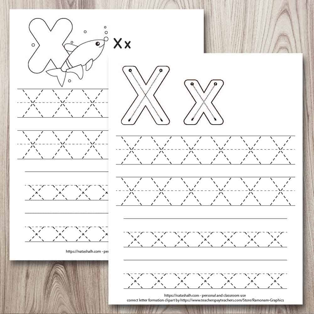Free Printable Letter X Tracing Worksheet (X is for x-ray fish) - The