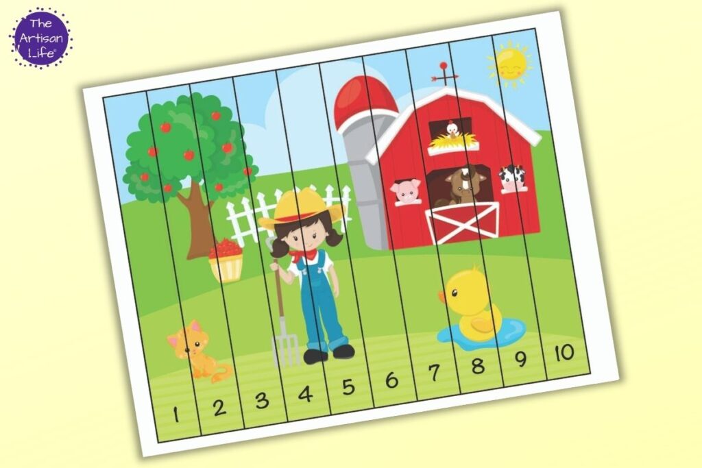 super cute farm theme number order puzzles for preschoolers the artisan life