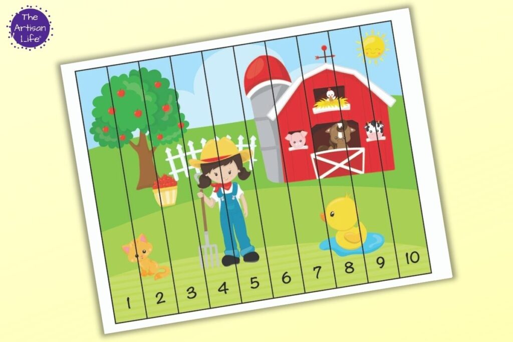 Super Cute Farm Theme Number Order Puzzles For Preschoolers The 
