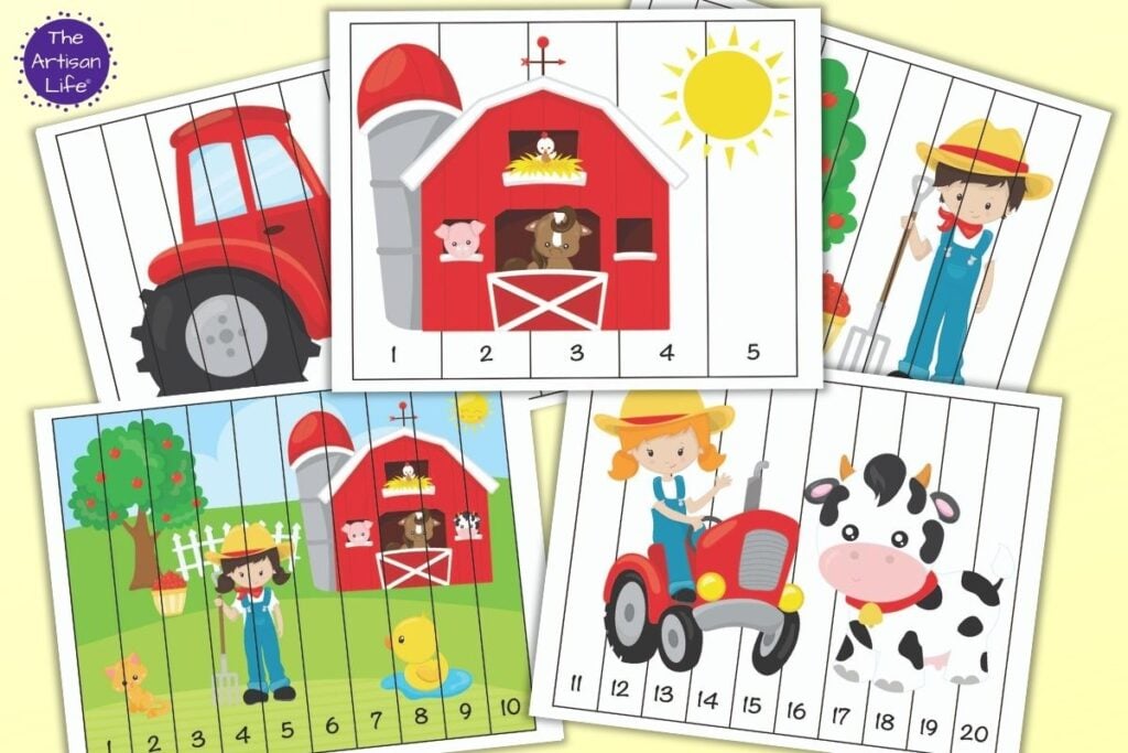 super cute farm theme number order puzzles for preschoolers the artisan life