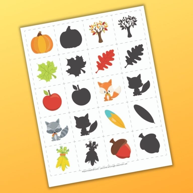 Free Printable Fall Matching Game (for toddlers & preschoolers) The