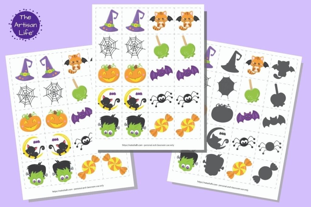 These free printable Halloween matching cards for toddlers and preschoolers are an easy low-prep activity for kids at home! Pick from a hall