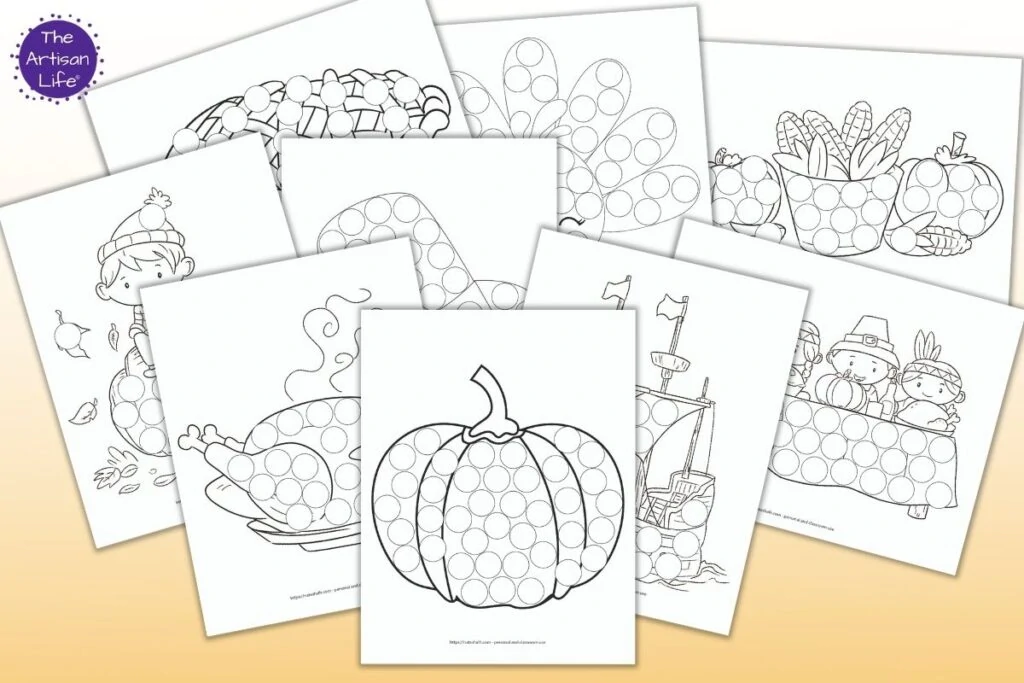 dot art printables thanksgiving