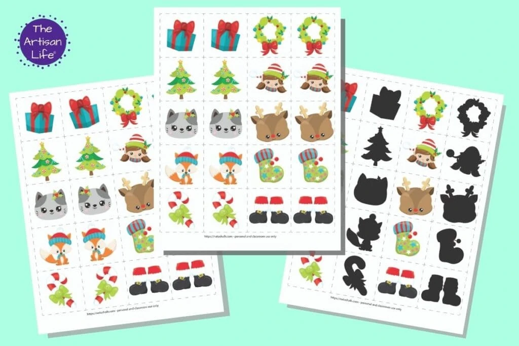 free printable christmas matching cards educational low prep fun for toddlers preschoolers the artisan life