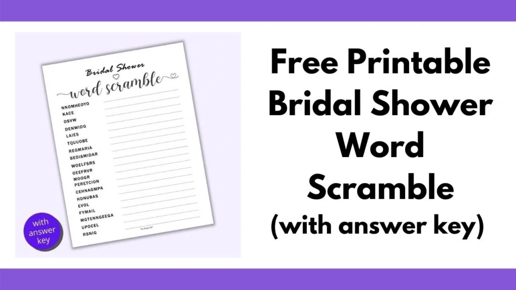 free printable bridal shower word scramble with answer key the artisan life