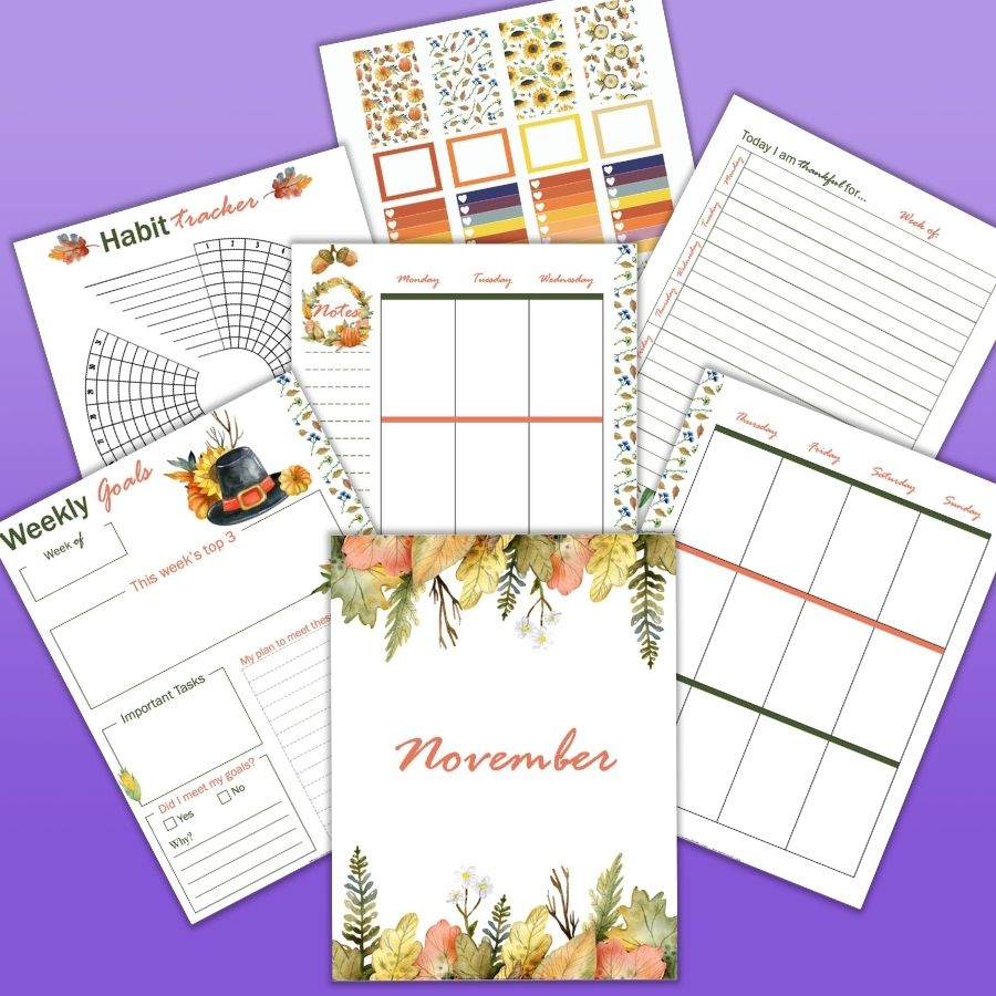 Free November Planner Page Printables for US Letter & Happy Planner - The  Artisan Life