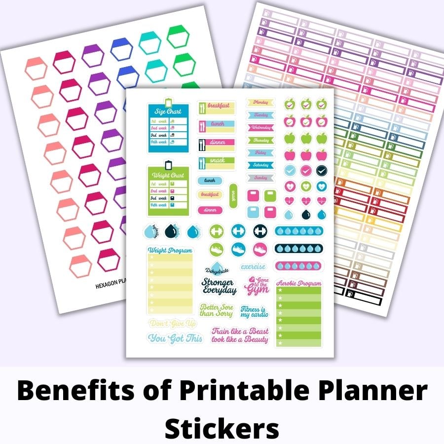 Printable Hot Pink Heart Stickers for Happy Planner Functional Printable Sticker Classic Vertical