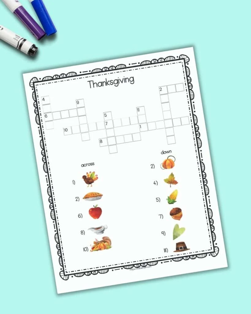 Free Printable Easy Thanksgiving Crossword Puzzle The Artisan Life